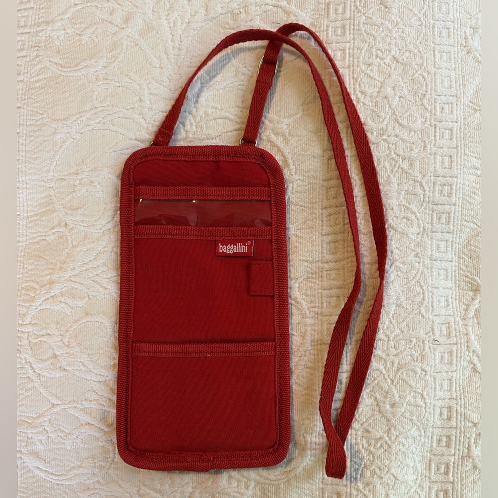 Vintage 90s Baggallini Red Cloth Crossbody Travel Purse